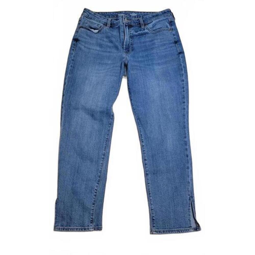 Old Navy OG Straight High Rise Side Slit‎ Jeans Womens 14 Medium Wash Blue Denim
